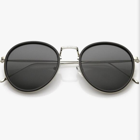 NEW NORDSTROM Black Silver $78 Slim Etch Oversized Metal Sunglasses Sunnies Y2K main image 13